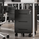 thumbnail of Bisley EasyRoll Rollcontainer mit 3 Schubladen, Container abschließbar aus Metall in schwarz - Rollwagen für's Büro als Schreibtisch Unterschrank,