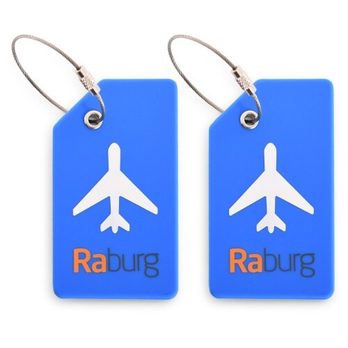 Kofferanhänger 2er Set aus Silikon, ca. 9×5 cm mit Namenszeile - ideal für Koffer, Taschen & Rucksäcke auf Reisen, Blau | Raburg Gepäckanhänger