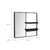 thumbnail of Miroir d'entrée en métal noir 90x80cm - avec rangement et patères
