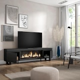 thumbnail of TV-Meubel, Lowboard, Woonkamer, Eetkamer, 208x35x57cm, Voor tv's tot 80", Elektrische haard XXL, Industrieel design, Moderne stijl, Zwart _ 412_22