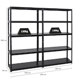 thumbnail of PROREGAL Mega Deal 2x Étagère charge lourde STEEL EAGLE | HxLxP 180x100x40cm | 130kg par niveau | Noir | Lot d'étagères robustes de Garage Atelier