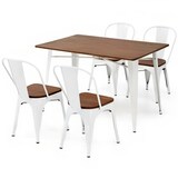 thumbnail of Rechteckige Tische aus weißem Eisen und Bambusplatte 120 x 80 cm. Gastgewerbliche Möbel für Restaurant- und Cafeteriaeinrichtungen.