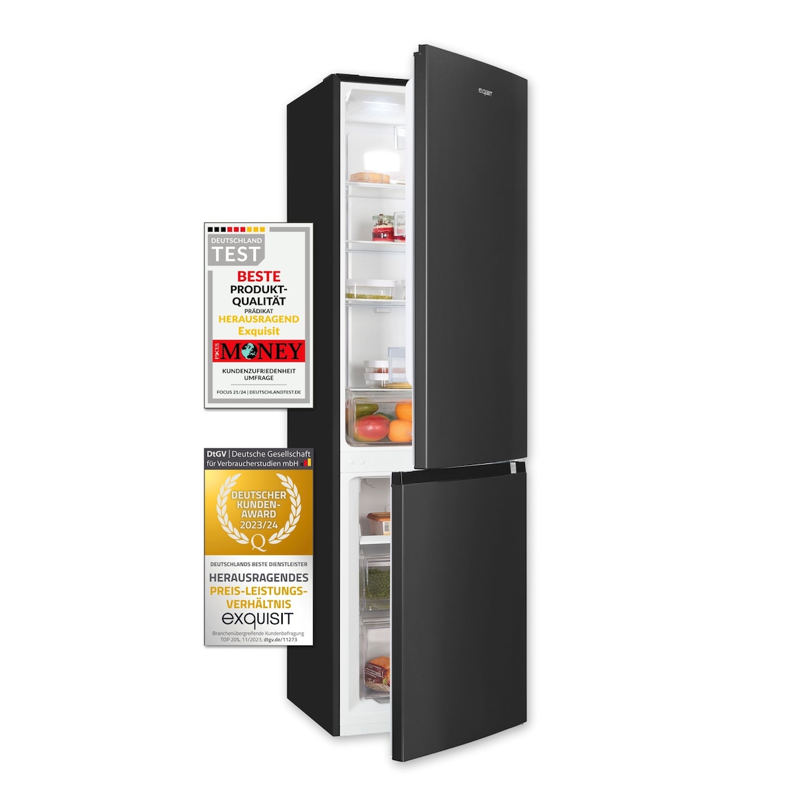 Exquisit Kühl-Gefrierkombination KGC265-70-NF-040C inoxlook-az | No Frost | Nutzinhalt: 253 L | Temperaturregelung