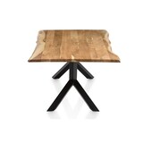 thumbnail of SalesFever 6-tlg. Akazie-Essgruppe 240x110 cm | Platte 35 mm Akazie | Metallgestelle | 4 Stühle & 1 Bank in Samt-Optik | natur – schwarz – creme