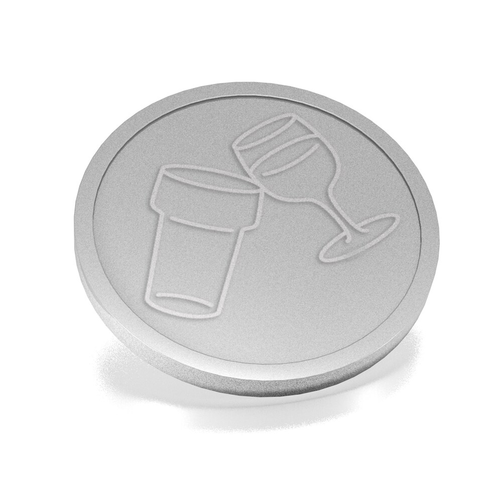 CombiCraft Kunststoff Wertmarken in Grau 29mm Durchmesser mit Bier- und Weinglas Relief - 250 Stück Verpackung
