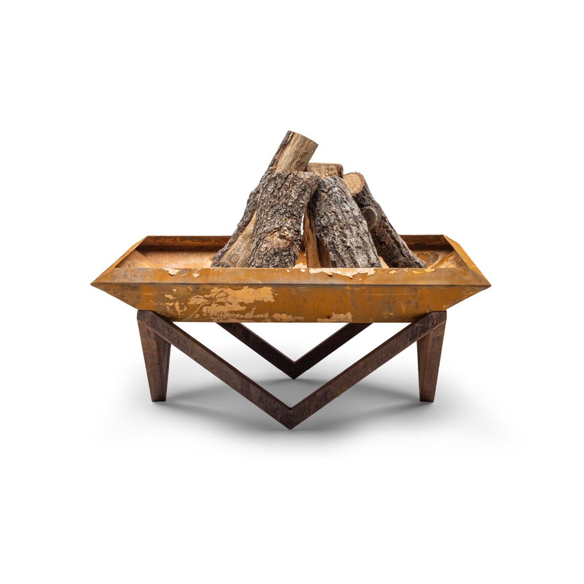 TheFavilla Feuerstelle Corten-Stahl rostig – Firesheet Outdoor-Feuerkorb (77x77 cm) – Wetterfest