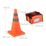 thumbnail of Relaxdays Pylonen groß, 4er Set Leitkegel faltbar, Reflektor-Streifen, Faltkegel, HBT 45 x 24,5 x 24,5 cm, orange/silber
