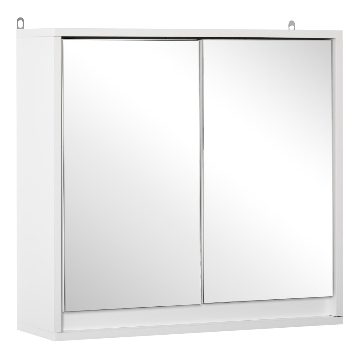 HOMCOM Armário de Casa de Banho com Espelho Móvel Suspenso de Casa de Banho com Prateleira Interior Ajustável 48x14,5x45 cm Branco