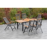 thumbnail of Merxx Tilos Set 13tlg., 6 Klappsessel, 6 Auflagen, 1 AZ-Tisch 150(200) x 90 cm, Aluminium/Akazie