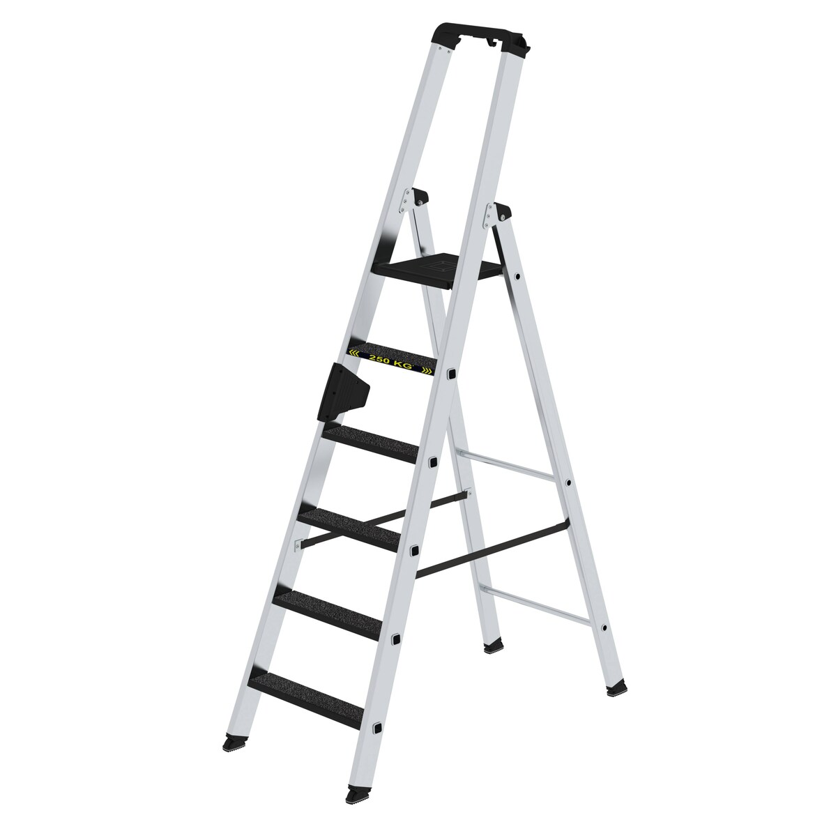 PROREGAL Stufen-Stehleiter 250 kg einseitig begehbar mit clip-step R13 6 Stufen