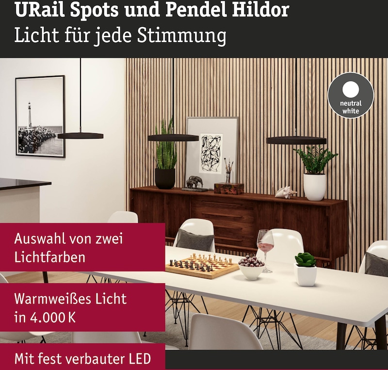 Pendelleuchten und Schienenspots für jede Stimmung.