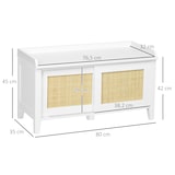 thumbnail of HOMCOM Banco Sapateira com 2 Portas de Vime Estilo Boémio Carga Máxima 130 kg para Corredor Entrada 80x35x45 cm Branco e Bege