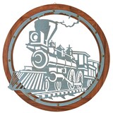 thumbnail of Cadre train en métal sur socle bois