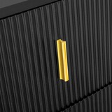 thumbnail of Elegantes Sideboard Schwarz 83x101x35 cm, Push-to-open Türen, verstellbare Einlegeböden, gedämpfte Scharniere, vergoldete Griffe und Beine