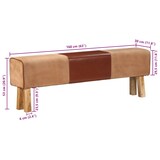 thumbnail of Sitzbank PFERO Turnbock-Design 160cm Hellbraun Echtleder Massivholz Akazie | Polsterbank Bettbank Schlafzimmerbank