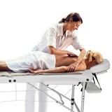 thumbnail of 2 Zonen Massageliege-Set mit Polsterung, Massagerollen und Aluminiumgestellweiß