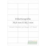 thumbnail of Wasser auflösbare Etiketten 70,0 x 38,1 mm(Anzahl Bögen /VPE: 50)