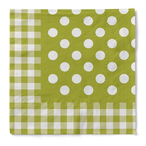 Sovie HOME Serviette Anton in Kiwi aus Tissue 33 x 33 cm, 20 Stück - Karo Punkte