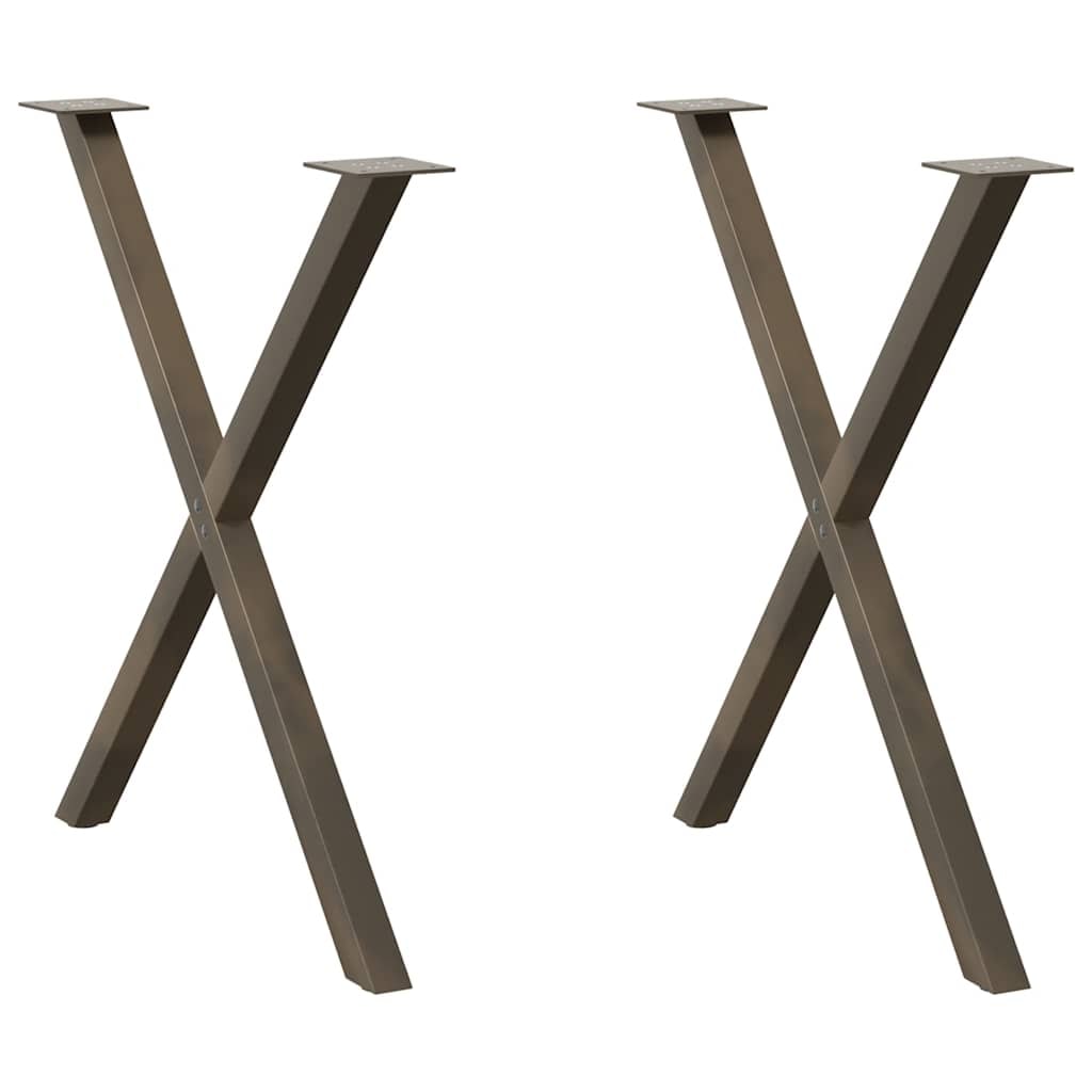 Helloshop26 - Set aus 2 X-förmigen Tischbeinen für einen 80 x 72 cm Esstisch modernes Design Ausführung in Naturstahl 02_0057196