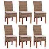 thumbnail of Lote de 6 sillas de comedor Silla de mimbre Silla M44, ratán Kubu ~ con cojín de asiento