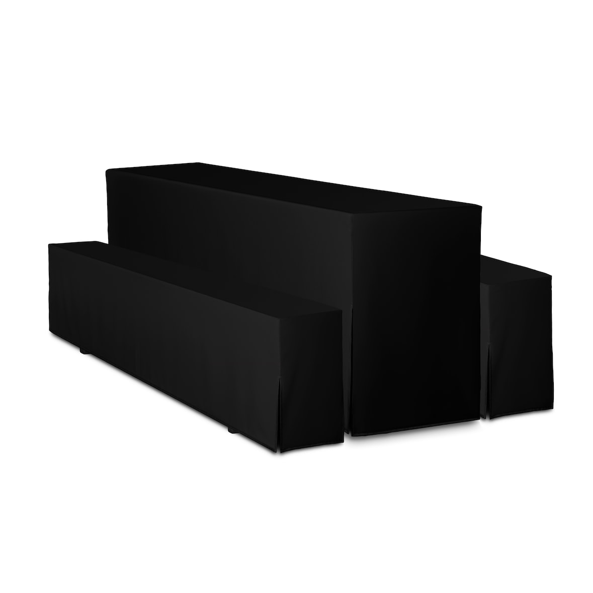 TexDeko Hussen Bierzeltgarnituren gepolstert 5TLG Set Festzeltgarnituren Bierbankhussen Premium (220x50cm, Schwarz)