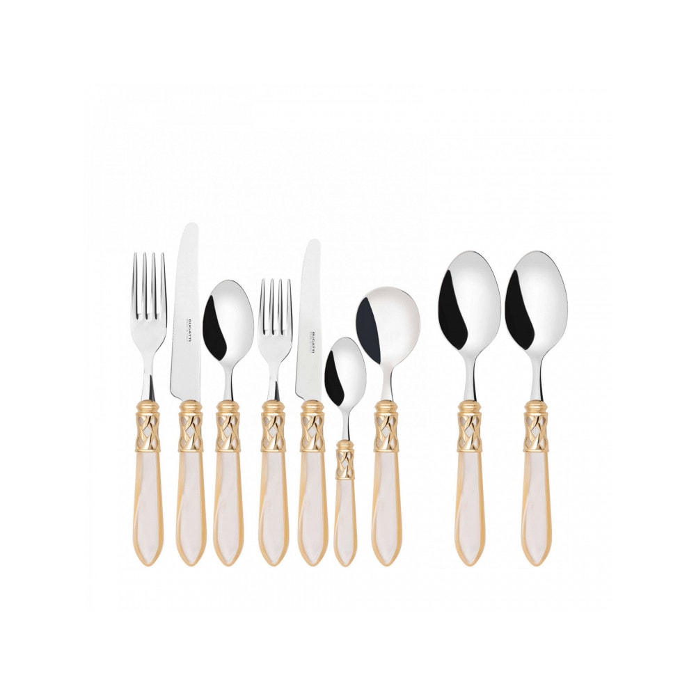 aladdin goldring, besteckset 44 tlg. beiger griff, galeriebox, casa bugatti