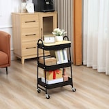 thumbnail of Carrito auxiliar con ruedas de 3 niveles carrito de cocina con 3 cestas de acero y 1 placa de cubierta para comedor sala baño 45x31x79,4 cm negro
