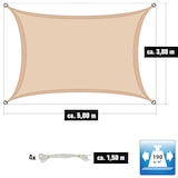 thumbnail of UPF50+ Toldo UV 3x5 m Rectángulo Poliéster Hidrófugo Vela de Protección Beige