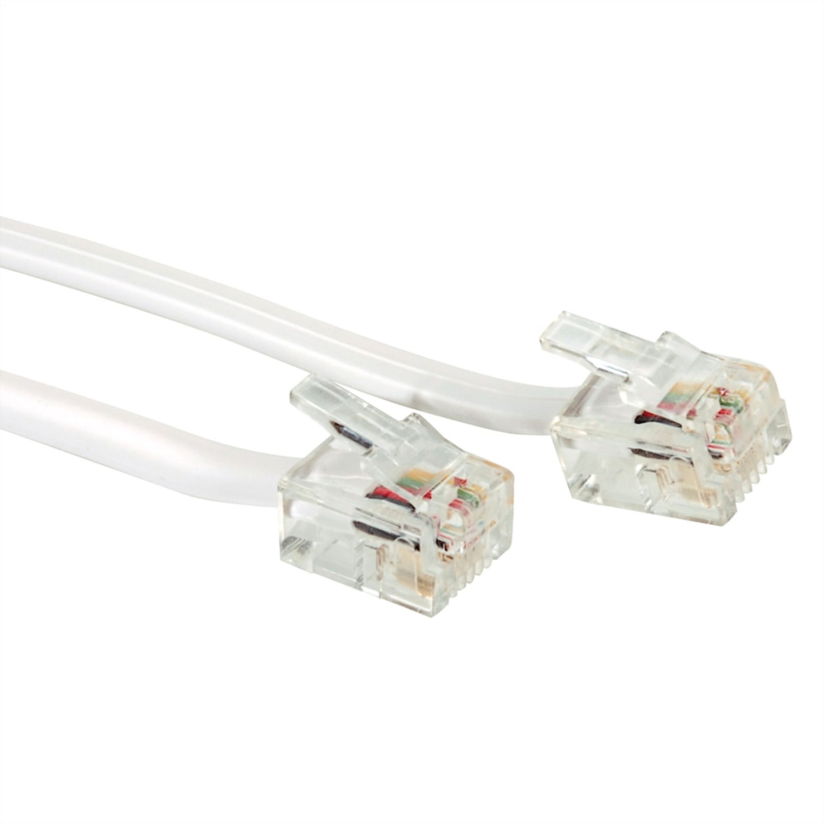 RJ12 platte kabel 6P4C, wit, 15 m