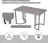 thumbnail of Esstisch 140x80x75  rechteckig mit Marmor Optik Tischplatte, Metallgestell mit verstellbaren Füßen, Küchentisch in Grau