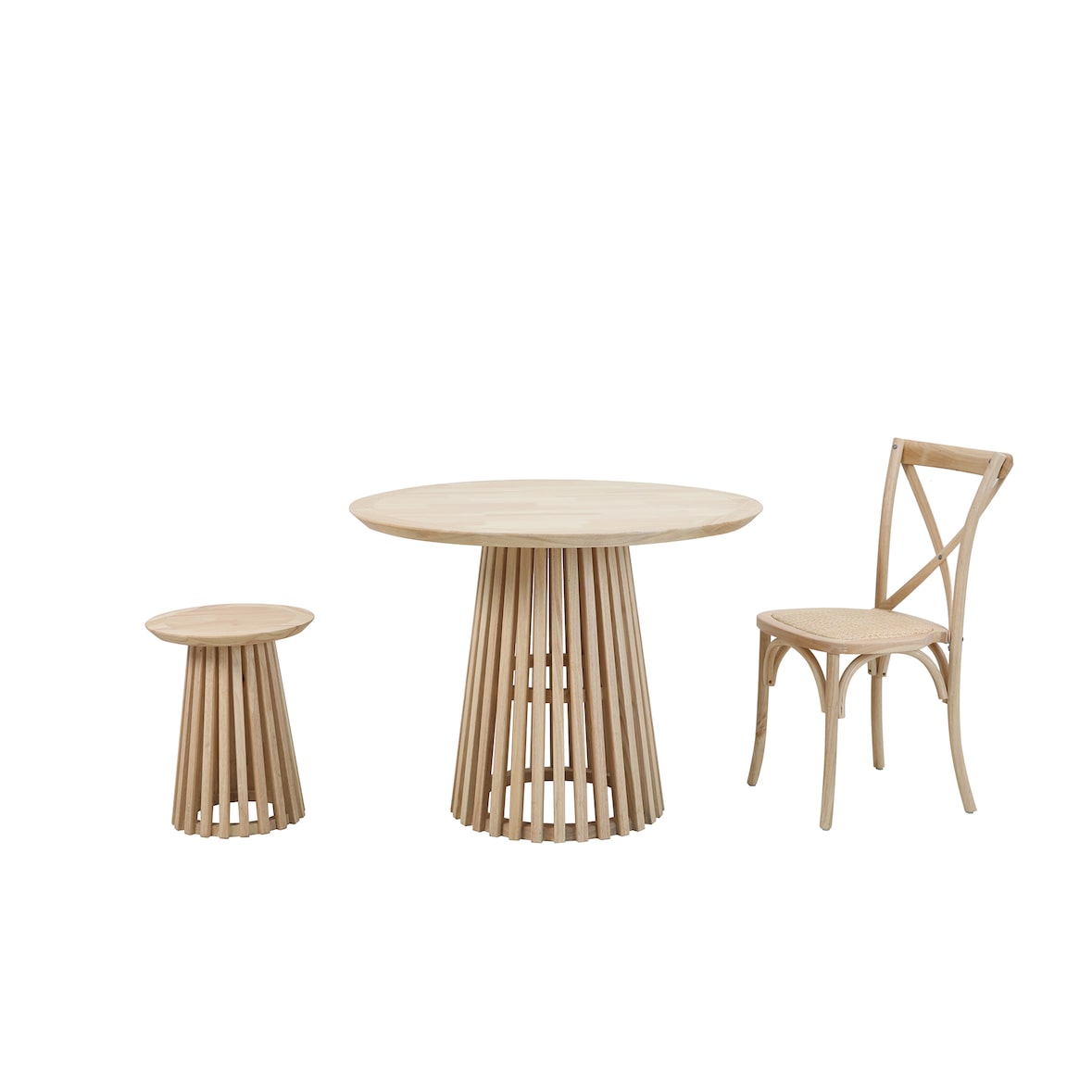 SIT Möbel Mesa auxiliar Ø 40 cm | lacada transparente | redonda | hevea y chapa de madera natural | An 40 x Pr 40 x Al 50 cm | 07107-88