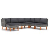 thumbnail of 7-tlg. Garten-Lounge-Set mit Kissen Poly Rattan Grau
