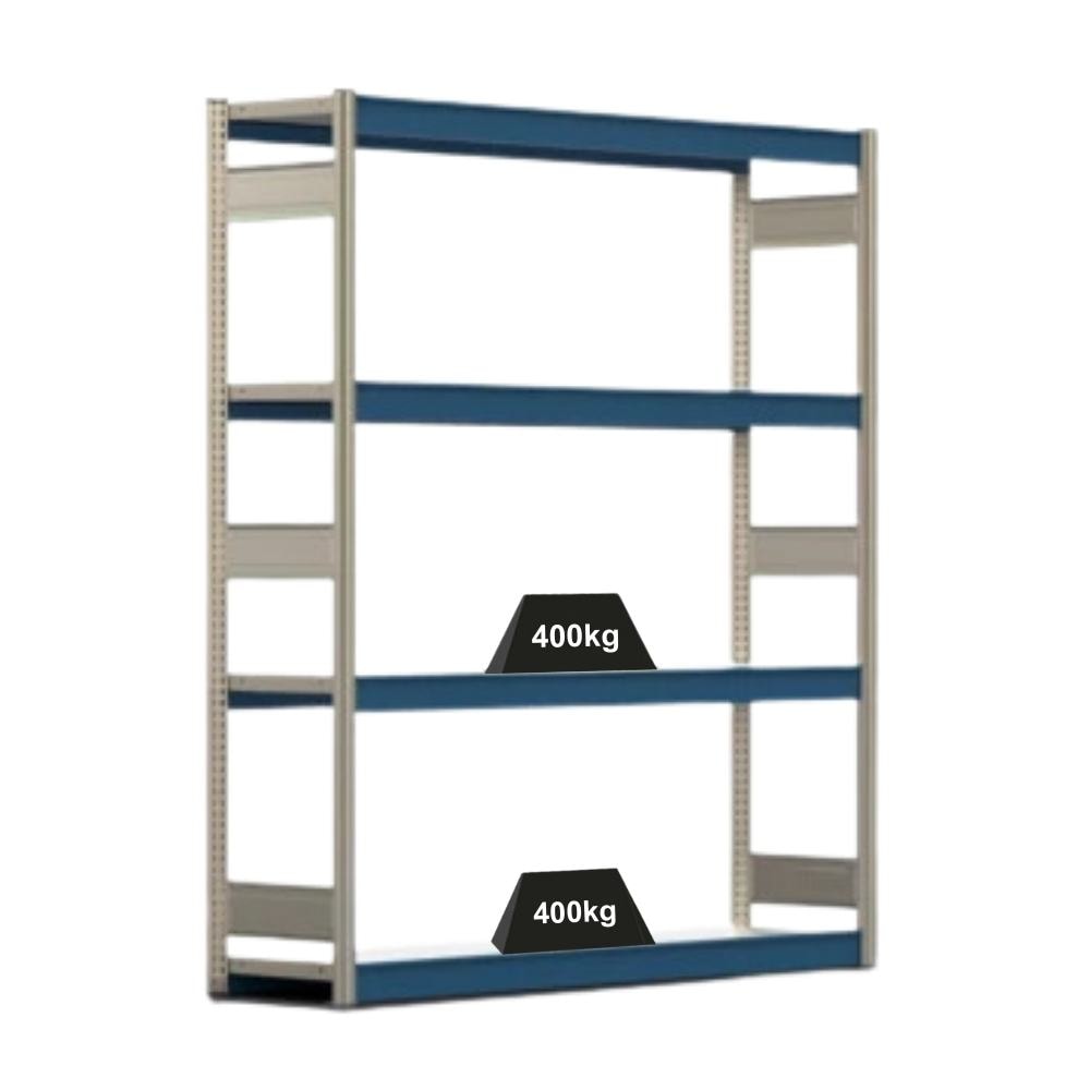 PROREGAL Weitspannregal ELCH Stecksystem T-Profil | Grundregal | HxBxT 200x175x50cm | 4 Ebenen | Stahlplatten-Fachboden | Fachlast 400kg | Enzianblau