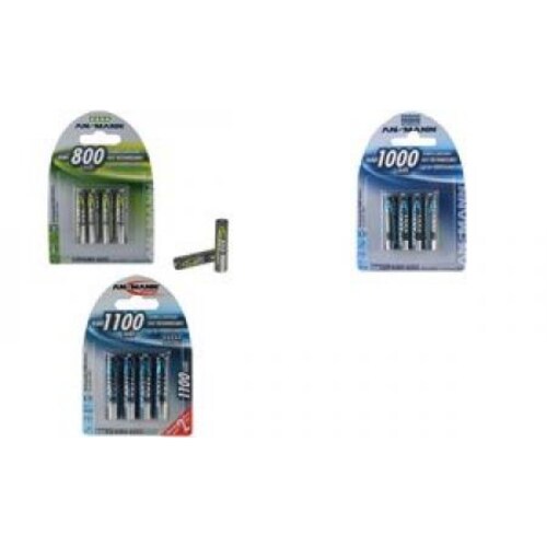 Ansmann Micro Batterie 4 x AAA NiMH 1000 mAh Akku Pack 2 X