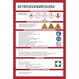 thumbnail of Aushang, Betriebsanweisungen für Lösemittel - GHS/ISO 7010 Piktogramme - 200x300x1.5 mm Kunststoff