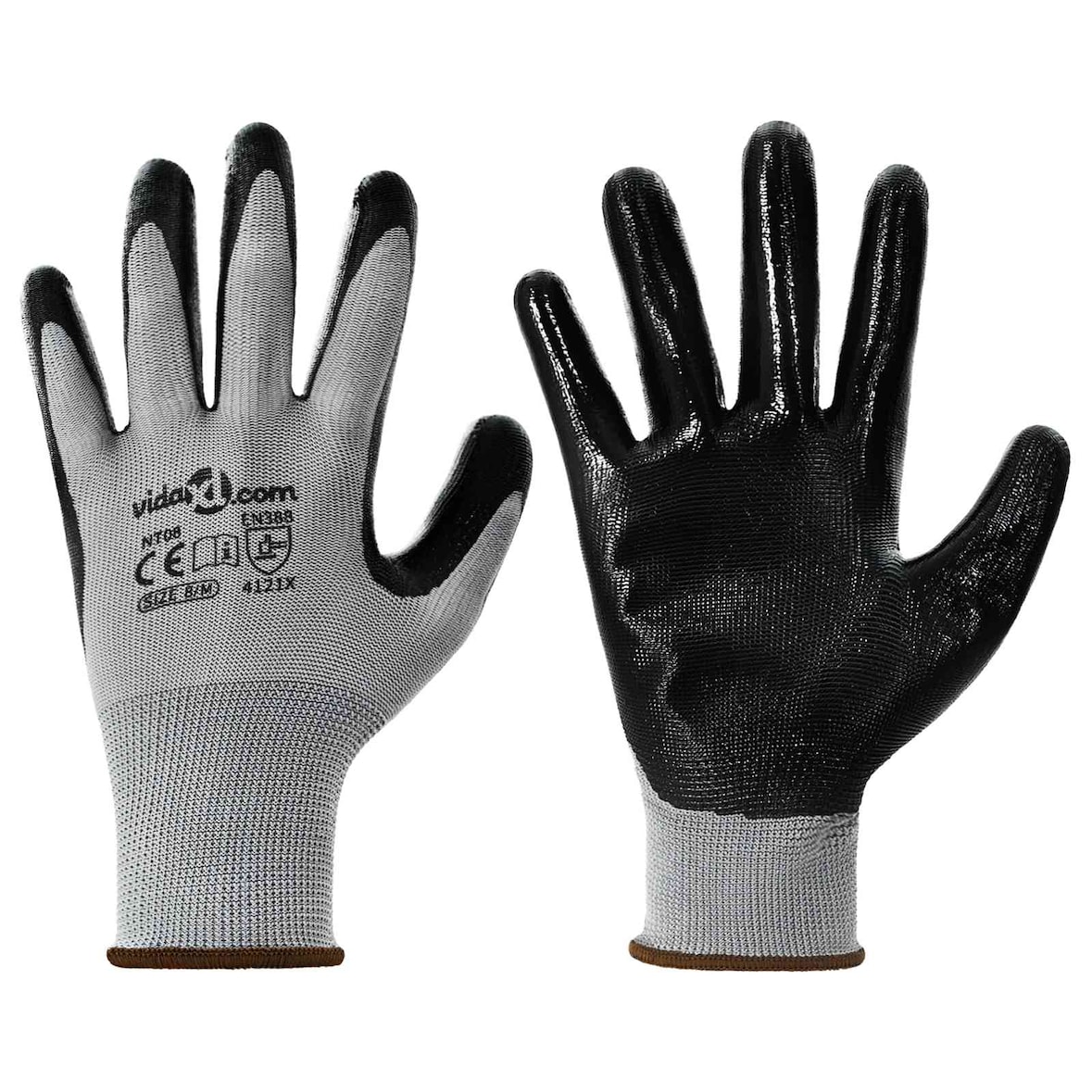 vidaXL Werkhandschoenen 24 pcs Grijs en zwart 8 / m Polyester