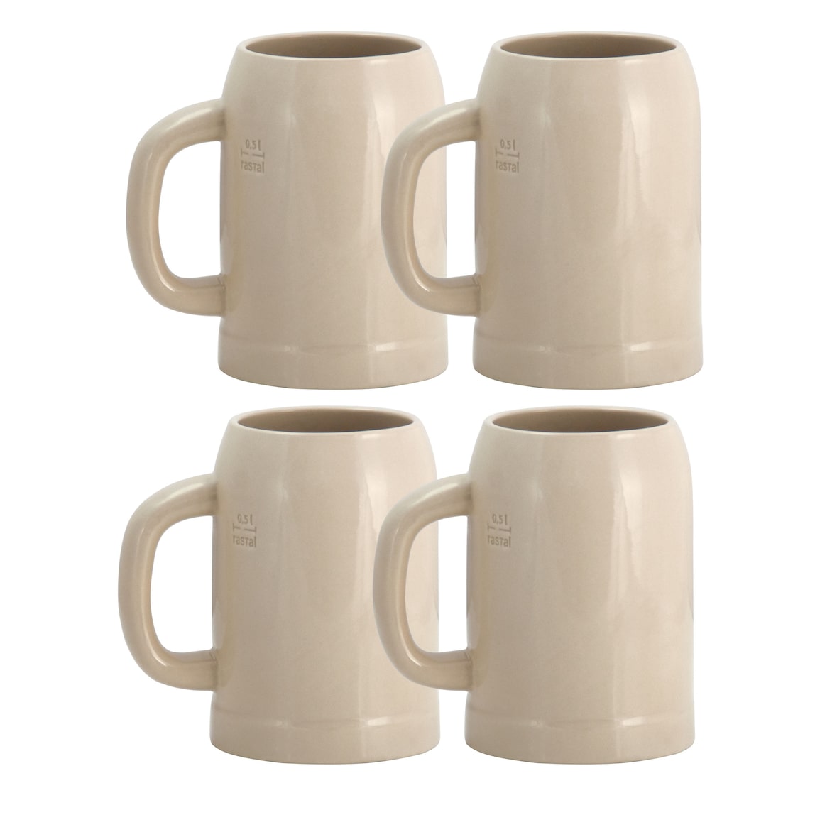 4er Set Grenzauer-Bierkrug Humpen 0,5 Liter mit Eichstrich Steinkrug