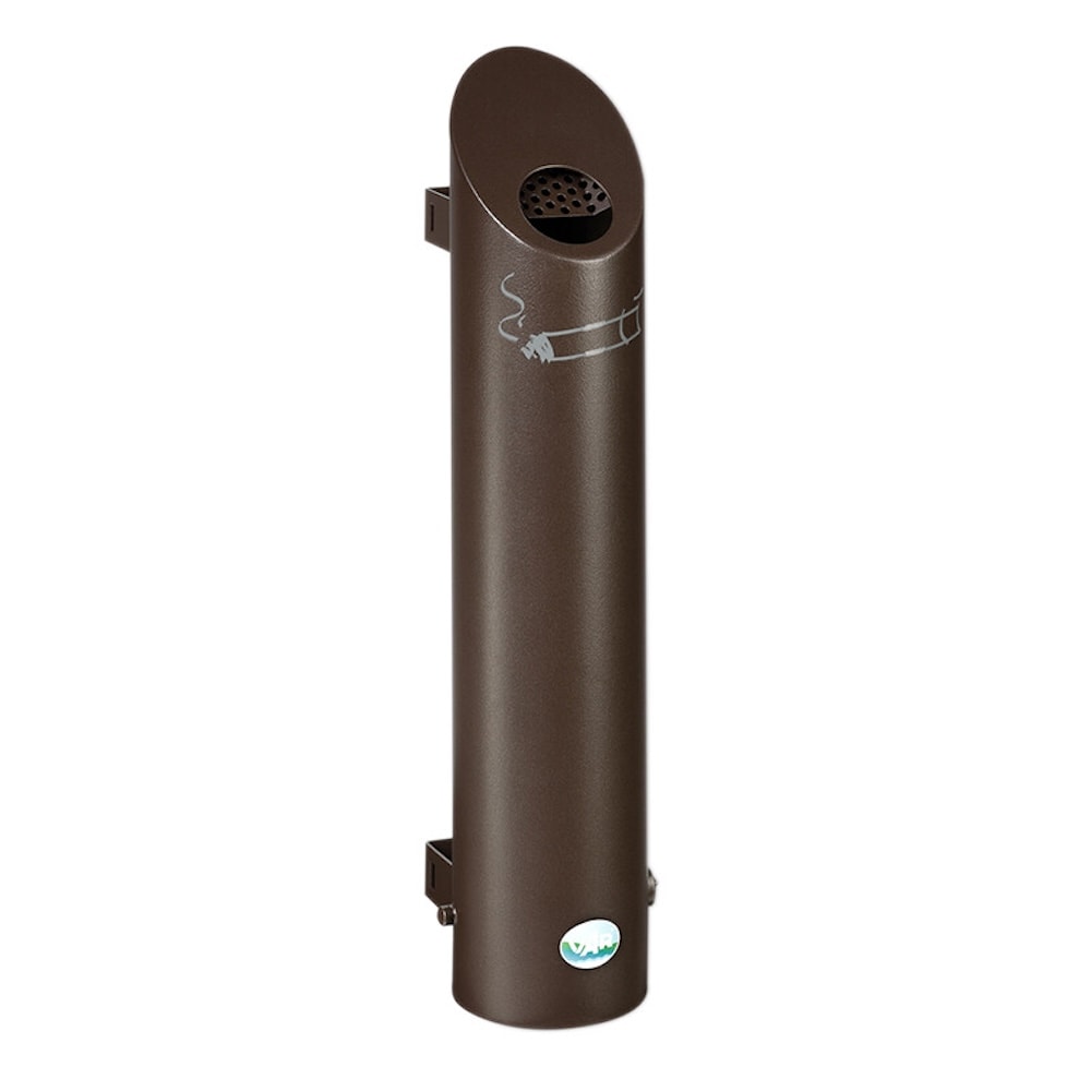 PROREGAL Robuster Wandascher mit Schloss und Inneneinsatz | 2,5 Liter, HxBxT 50x12x12cm | Edelstahl | Braun | Ascher Aschenbecher