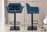 thumbnail of Décoshop26 - Set aus 2 verstellbaren Barhockern mit blauem Stoffbezug gepolsterter umlaufender Sitzfläche und schwarzem 10_0006298