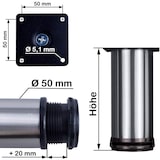 thumbnail of Möbelfuße verstellbar EDELSTAHL 50mm Sofafuß Küchenfuß Sockelfüße Bettfüße Bein Edelstahl V2A 150 mm