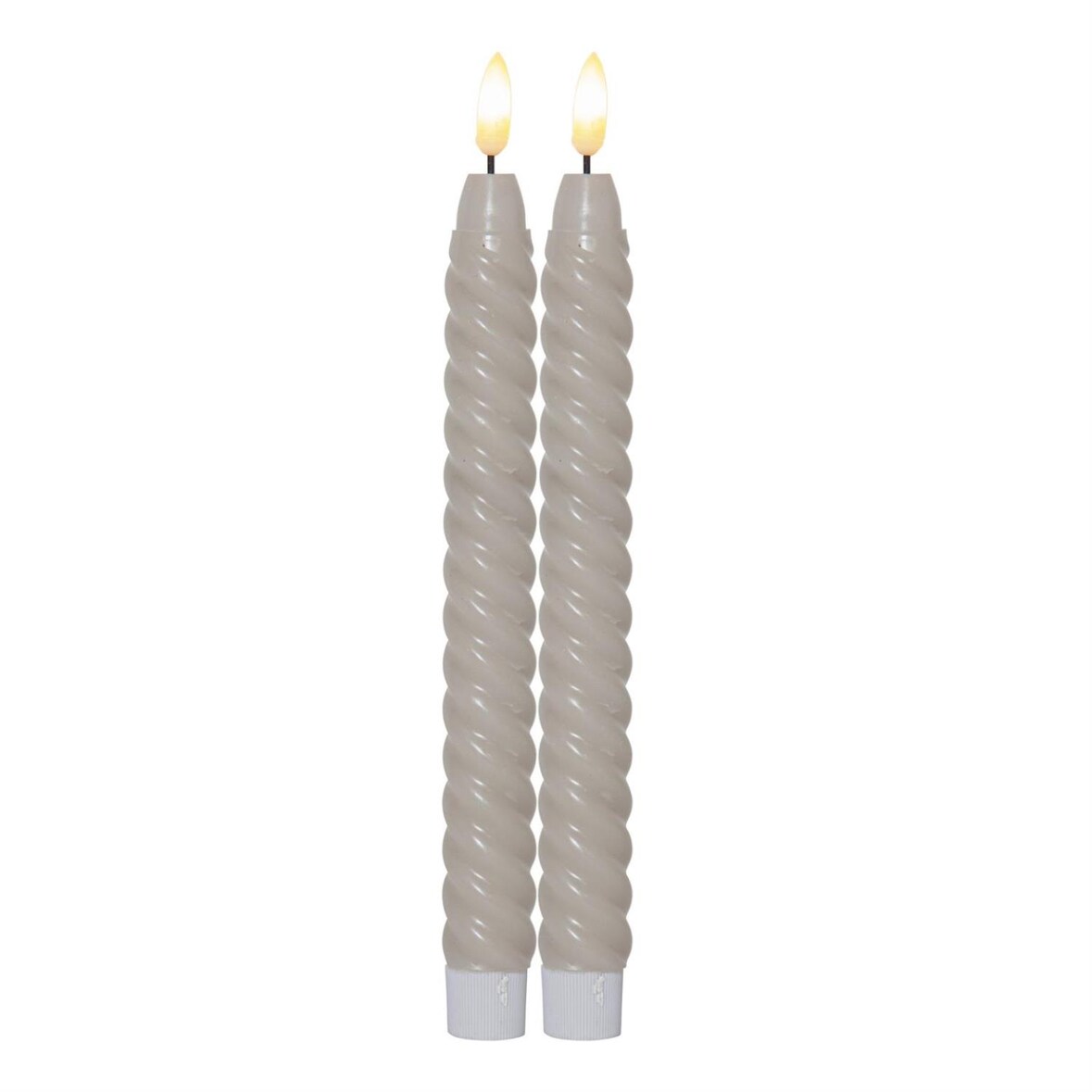 LED Stabkerzen SWIRL Tafelkerzen Echtwachs flackernd H: 25cm Timer creme 2er Set