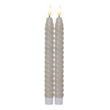 thumbnail of LED Stabkerzen SWIRL Tafelkerzen Echtwachs flackernd H: 25cm Timer creme 2er Set