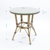 thumbnail of METRO Professional Tavolo Bistro, alluminio con finitura in bambù/vetro temperato, 70 x 70 x 74 cm, marrone