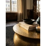 thumbnail of Couchtisch 60x30,5x60 cm Aluminium Gold Beistelltisch orientalisch rund, Flacher Hammerschlag Sofatisch Metall, Design Wohnzimmertisch modern,