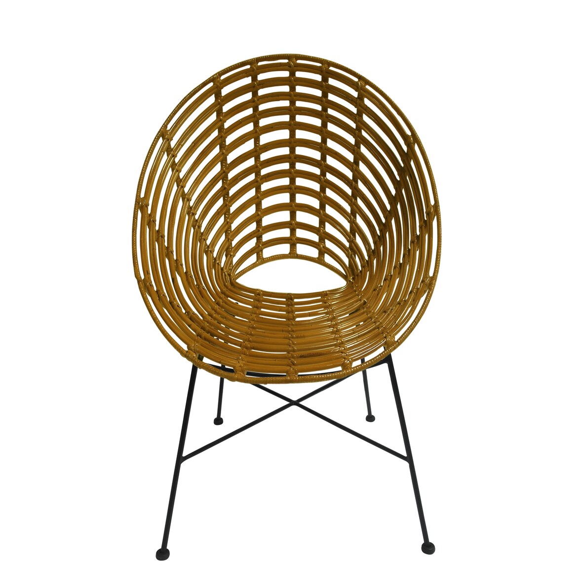 SIT Möbel Stuhl | runde Sitzschale Rattan natur | Gestell Metall schwarz | B 70 x T 63 x H 88 cm | 05348-01 | Serie RATTAN
