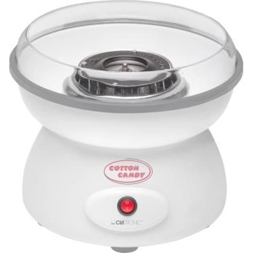Clatronic ZWM 3478 Máquina de Algodón de Azúcar, Plato de 27 cm, Elemento Calefactor de Cuarzo, Accesorios, 500W, Blanco