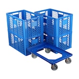 thumbnail of 4 Stück Bäckerkisten 600 x 400 x 320 mm + 1 Transportroller in Blau