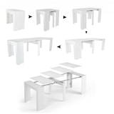 thumbnail of Dmora Consolle allungabile Dpanozz, Tavolo con allunghe, Consolle multiuso, Tavolo da pranzo estensibile fino a 10 posti, 90/237x51h78 cm, Bianco