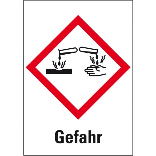 Dreifke® Aufkleber I Gefahrensymbol Ätzwirkung GHS 05, Gefahr, Folie, 148x210mm, GHS-Verordnung