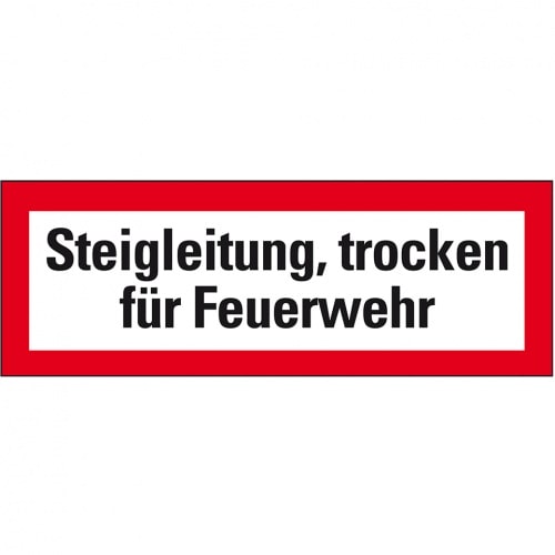 Aufkleber I Feuerwehrschild Steigleitung, trocken für Feuerwehr, Folie, selbstklebend, 210x74mm, DIN 4066